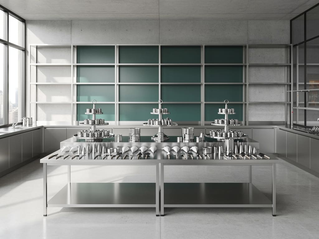 Laboratorio di pasticceria con utensili per torte